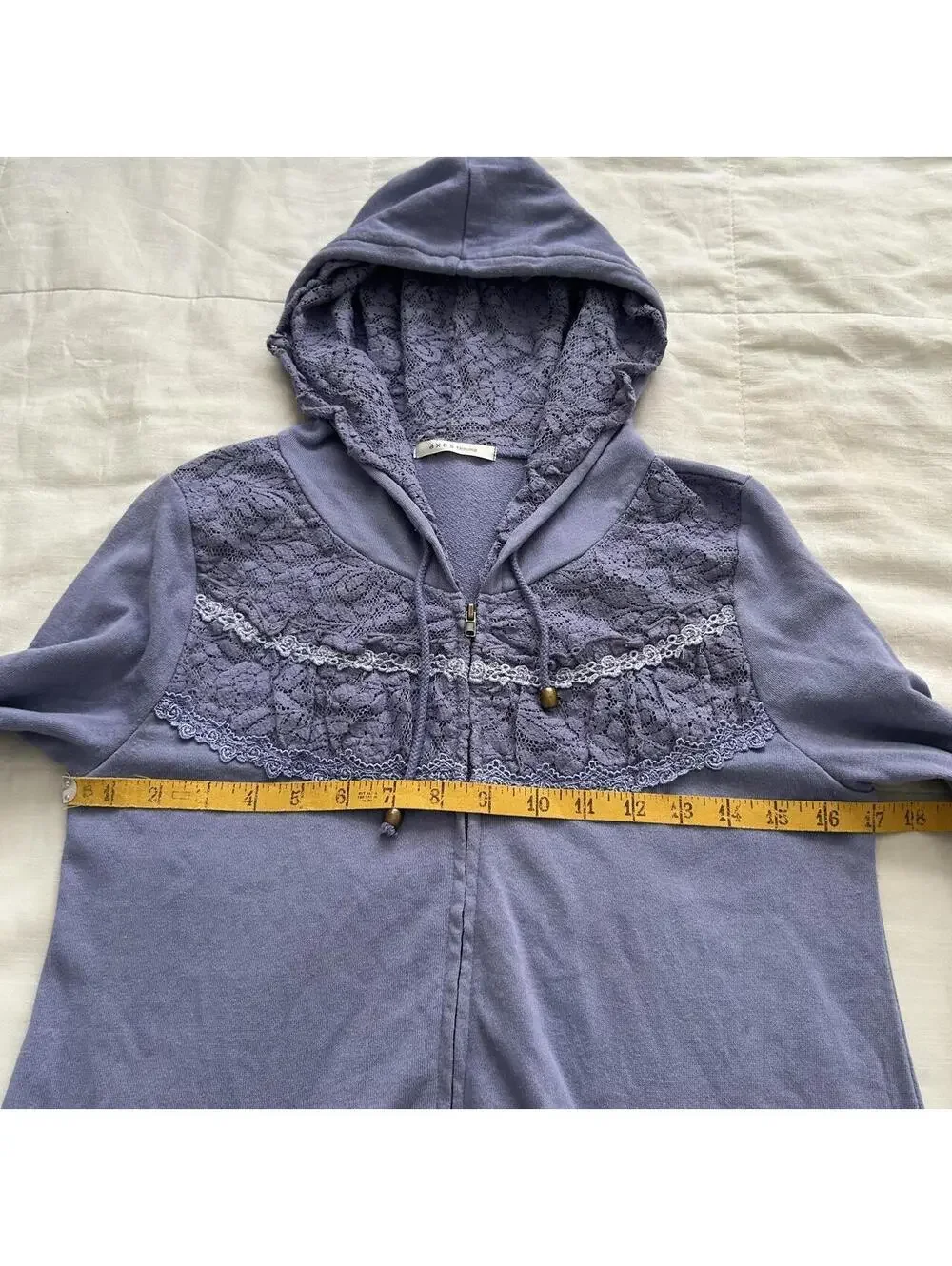 Axes Femme Periwinkle Purple Lace Pearl Zip Up Hoodie Medium Japan